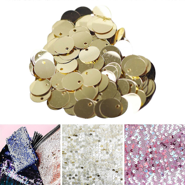 300 KPL PVC Askartelu Paljetit Litteät Pyöreät Paljetit DIY Koristeluun Vaatteiden Kirjontaan Light Gold