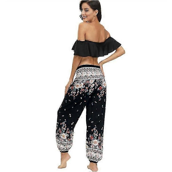 Dame Harem Bukser, Høj Talje Yoga Boho Bukser Med Lommer style 4