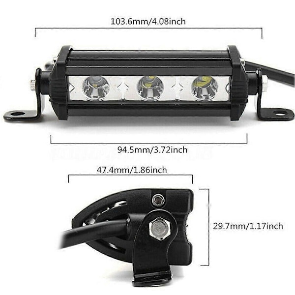 4in 9W 3LED 6000K Arbeidslys Bar Spot Lampe for SUV Båt Offroads Lastebil ATV
