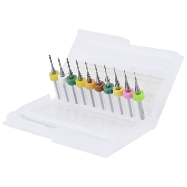 10 stk 0,5/0,6/0,7/0,8/0,9/1,0/1,1/1,2/1,3/1,4 mm PCB Endefrese Graveringsbits Kutter 1/8\" Skaft