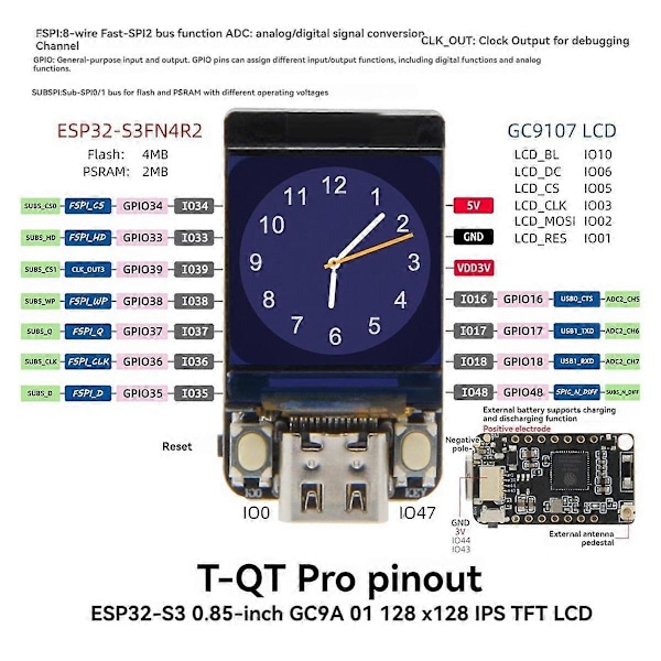 NerdMiner T-QT ESP32S3 GC9A01 0,85 tuuman LCD-moduuli kotelolla Nerd Miner Bitcoin Solo Lottery Miner BTC Miner S3FN8 -laitteelle
