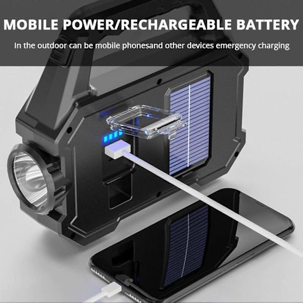 Camping Ficklampa Super Starka Flera Belysningslägen Enknappsstart Uppladdningsbar Energibesparande Utomhusbelysning ABS 6 Växlar Handhållen LED Camping