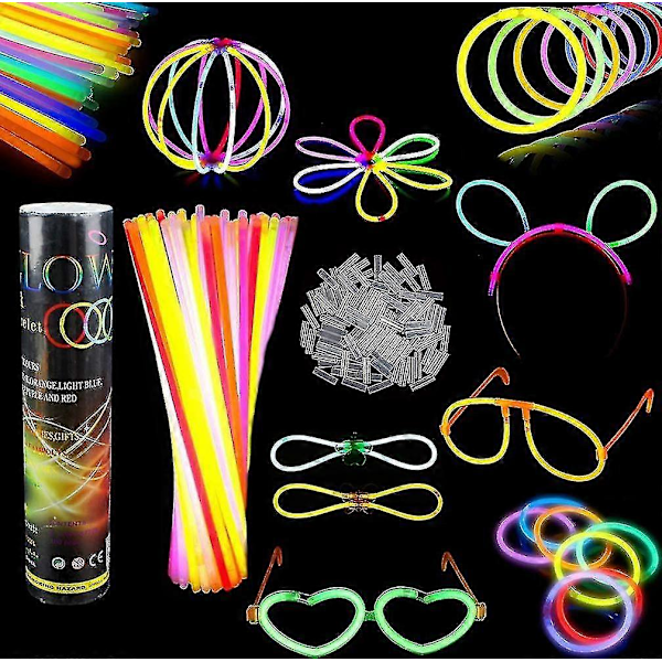 100 Glow Sticks Glow Sticks Assorterede Farver Glow Sticks Glow Sticks Lysstav Til Briller, Armbånd