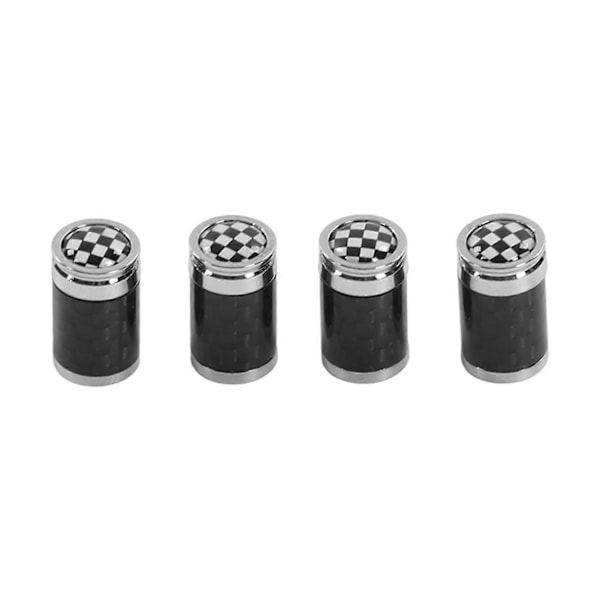 4st Bil Däckventil Stamlock Kolfiber Aluminiumlegering Svart Vit Rutig Ersättning för Mini Hatch Cabrio