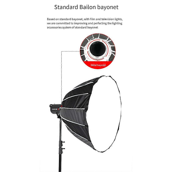 Fotografi Softbox 90cm Diameter Snabbfäste Djup Softbox med Grid Metall Bowens Bajonett Grill Skärm
