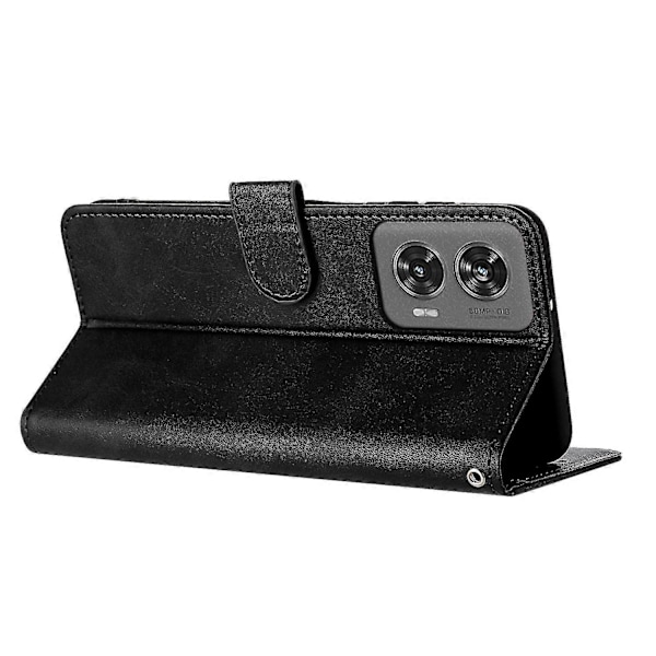 Til Motorola Edge 50 Fusion 5G Etui PU Læder Standpung Stødsikkert Business Telefon Cover Black