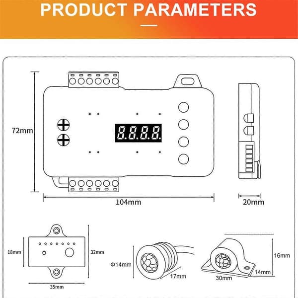 Bevægelsessensor LED Trappe Pixel Lys Controller RGB LED Controller med Dagslyssensor Trappebelysningscontroller
