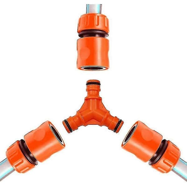 20-pack 3-vägs snabbkopplingar för slang Y-koppling bevattning Y-koppling orange ABS