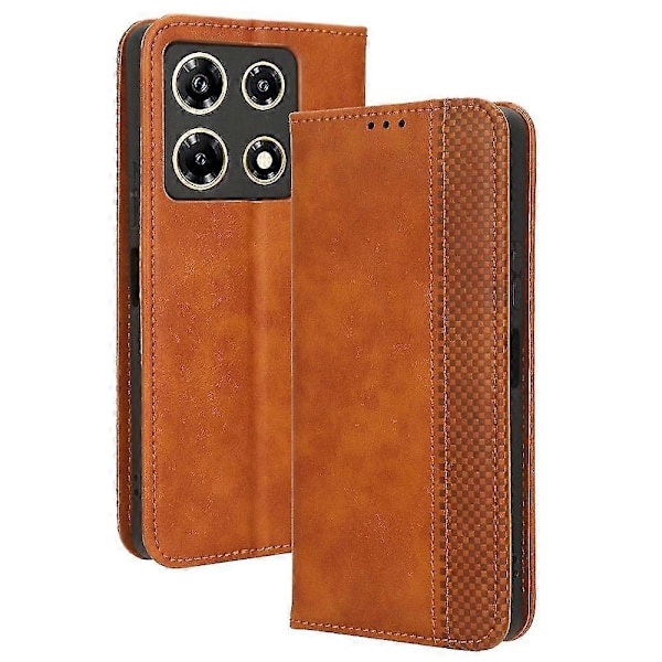 Infinix Note 30 Pro 4G X678B -puhelimelle magneettinen PU-nahkakotelo, kääntyvä jalusta, lompakkokotelo Brown