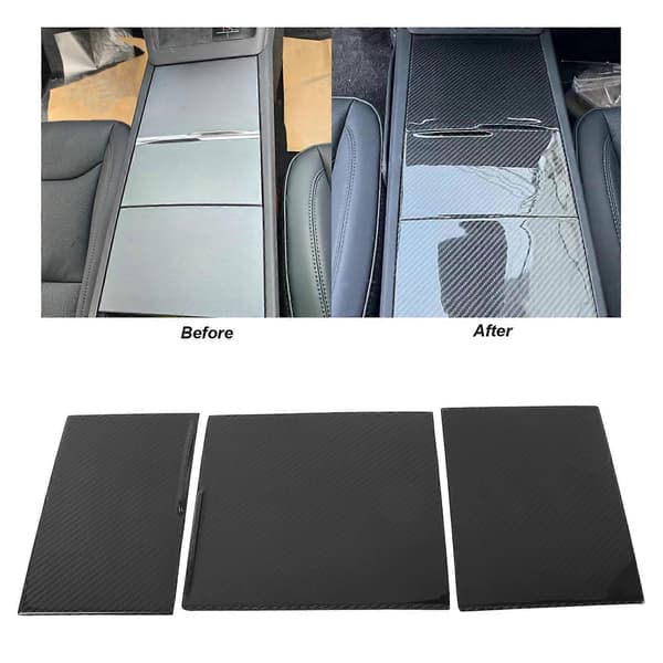3 STK Midtkonsoll Oppbevaringsboks Deksel Trim Karbonfiber Erstatning for Tesla Model 3 2023 og nyere