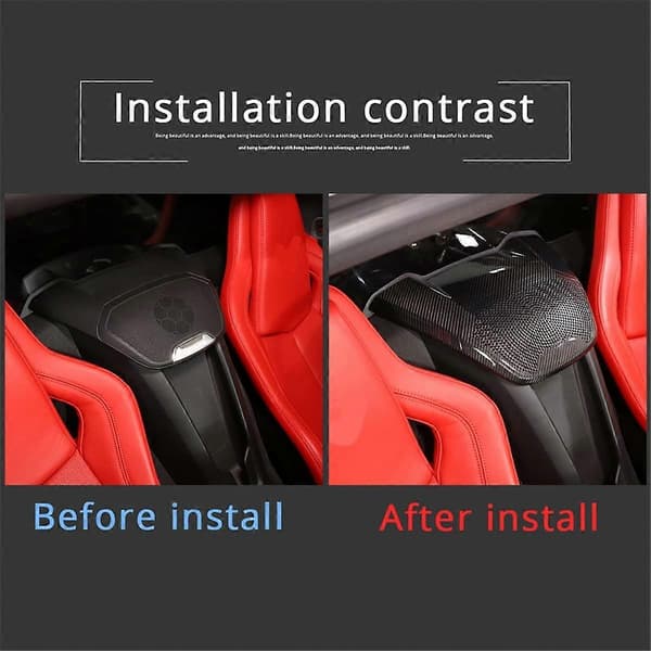 Carbon Fiber Baghøjttaler Cover Trim til C8 1LT Coupe 2020-2023 Tilbehør, Sort