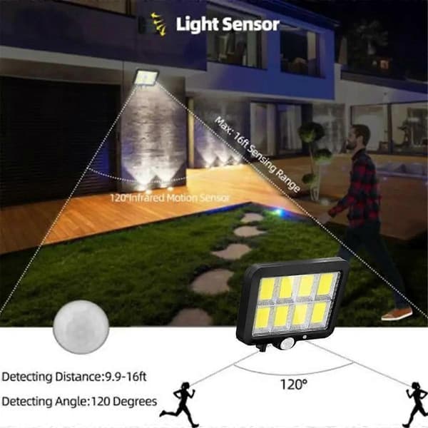LED Solar Split Vegglampe 3 Modus Vanntett Bevegelsessensor Lamper Hage Gatelys Solcellelampe for Hagesikkerhet A