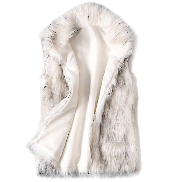 Uldvest til kvinder Faux Fur Vest Stand Collar Faux Fur Frakke Vest Jakke L S