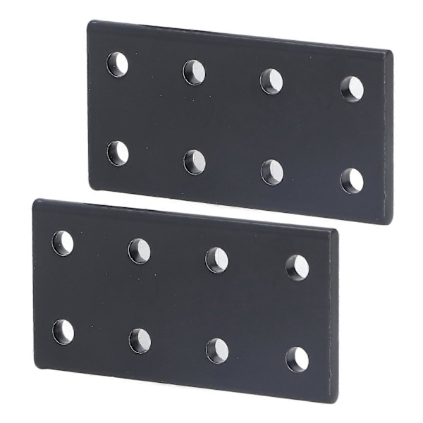 2 stk. 8-hullers samleplade, rektangulær, aluminiumslegering, til bord, seng, sort