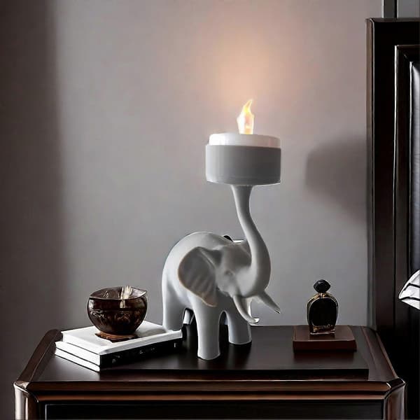 Elefant Lysestake Votiv Telys Lysestake Stue Baderom Lysestake Dekorasjon Bord Midtpunkt Elefant Figur Ornament