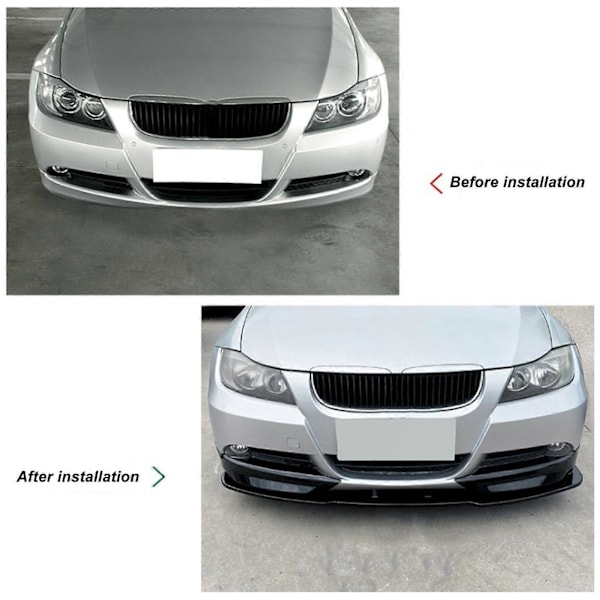 5 stk Frontfangerleppe Spoiler Canard Leppe Hakesplitter Diffuser Karosserisett for 3-serie E90 E91 2005 til 2008 Glossy Black