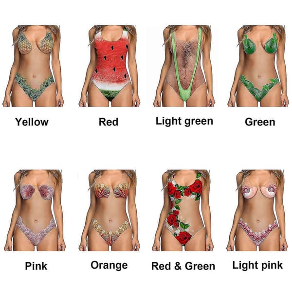 Sjov badedragt til kvinder, ét stykke, 3D bikini print strandtøj