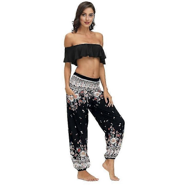 Dame Harem Bukser, Høj Talje Yoga Boho Bukser Med Lommer style 5