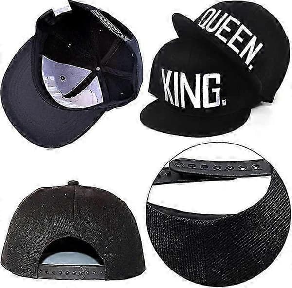 Basebollkeps med bokstav, för par broderad Rapper-keps bokstavstryck - 2-pack, svart