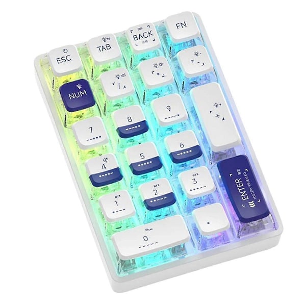 Mekaniskt tangentbord K21 Bluetooth Numerisk tangentbord 21 Tangenter Transparent Photoshop Bokföring Numpad Gaming Tangentbord