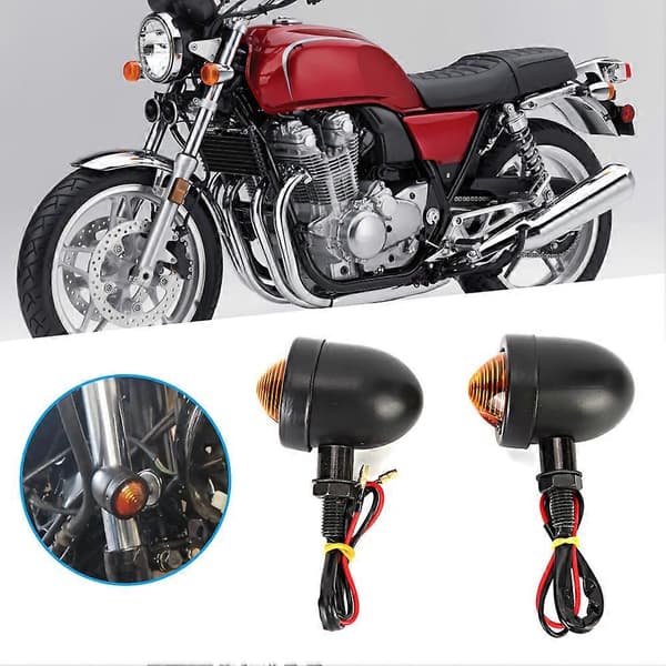 Sort Universal Motorcykel Bullet Blinklys Indikator Lampe