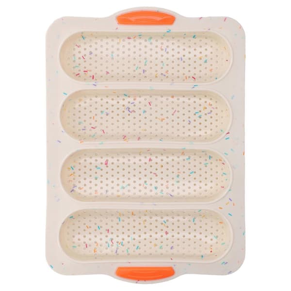 Baguetteform 4 Riller Silikone Blød Glat Overflade Brødform Bageplade Køkkenredskab Beige