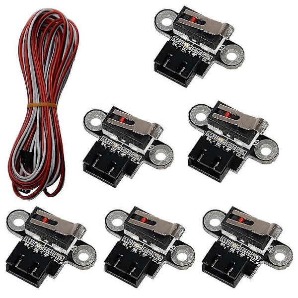 6 st 3D-skrivare Strömbrytare Mekanisk gränslägesbrytare Modul Mini Endstop-brytare med 1M 3-stiftskabel för 3D-skrivardelar