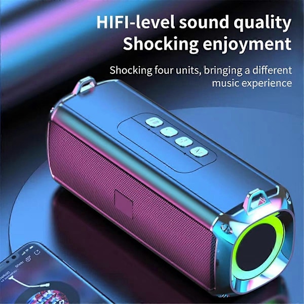 RGB Högtalare Portabel Trådlös Musikspelare & Axelremmar LED Bluetooth 5.0 TF USB-C Aux