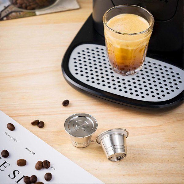 Påfyllningsbar Kaffekapsel Återanvändbar Kaffepod Rostfritt Stål Lätt att Rengöra Finmaskigt Kaffemaskinstillbehör för Kaffebryggning