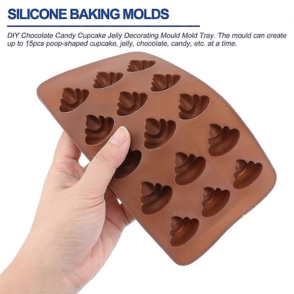 3 stk. 15 Selv Sjove Lorte Slikforme Silikonebageforme Afføring Isterning Slik Dessertform - Yvan