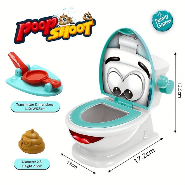 Poop Shooter Game Leksak för barn Familjefest, Prank Toalettspel med 12 leksaker Bajs 2 Launchers Prank Toalett Kreativ leksak