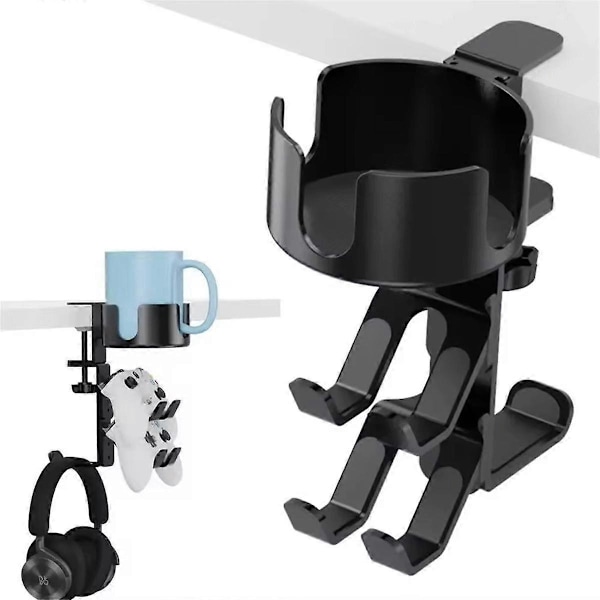 Skrivebords Vannkoppholder Multifunksjonell Headset Gamepad Stativ Skrivebord Oppbevaring for PC Gamer Hodetelefoner Håndtak Brakett