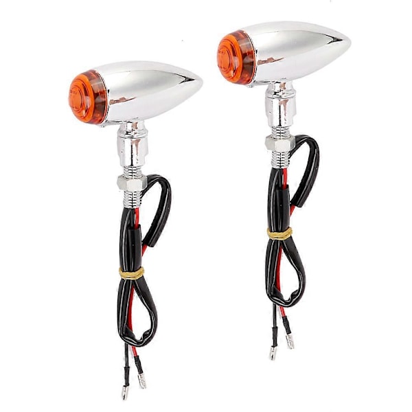2st Motorcykel Bullet Blinkers Lampa Indikator Ljus Modifiering Tillbehör Silver Gul Kåpa