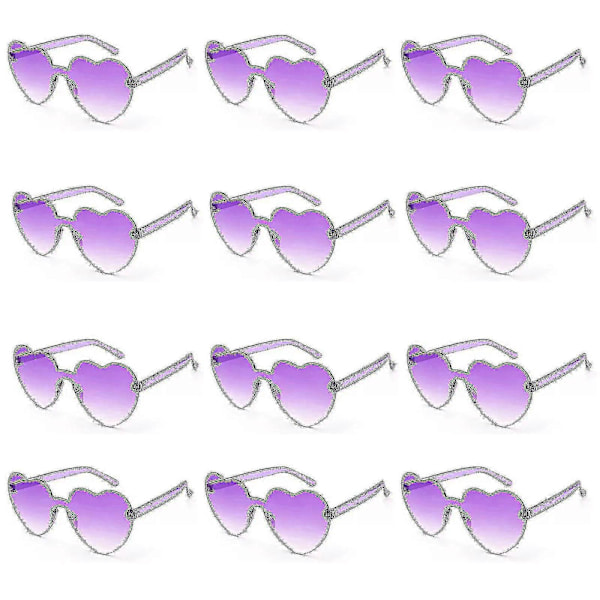 Helt Nya 12st Hjärtformade Ramlösa Glasögon Trendiga Transparenta Godisfärger Glasögon För Festfavoriter 2023 Storsäljare! light purple