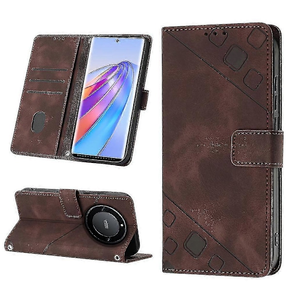 For Honor Magic 5 Lite 5g /x9a 5g/x40 5g Telefon Cover Flip Stand Læder Wallet Stødsikkert Cover Brown