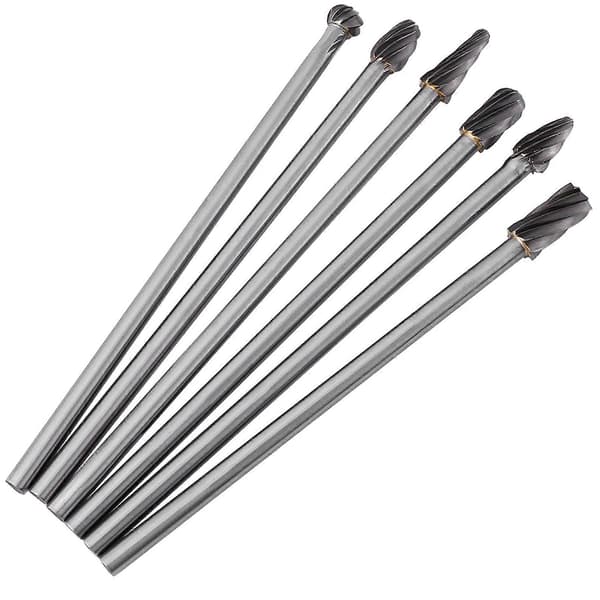 6 stk. Wolframcarbid Aluminium Roterende File Sæt 6mm Skaft 10mm Skærediameter