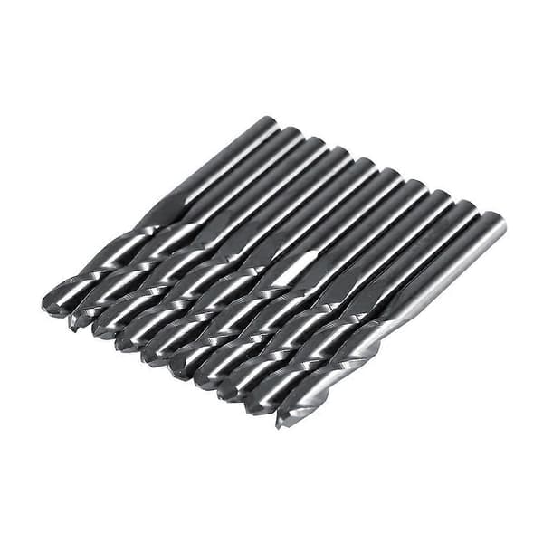 10 stk. 1/8'' Dobbelte Fløjter Fræser Graveringsbits Fløjtelængde 17mm Wolframstål