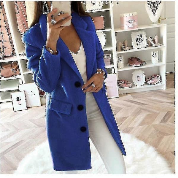 Fleece Overcoat Dame Vinter Trenchcoat Lang Jakke XL