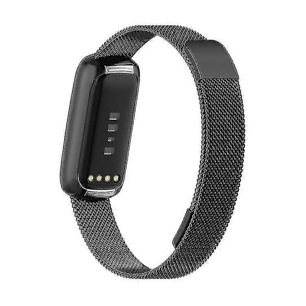 Vaihtoranneke Ruostumattomasta Teräksestä Magneettinen Milan Muoti Rannekoru Fitbit Luxe -kellolle black
