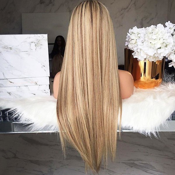 Kvinnor Blond Modeperuk Lång Rak Rot Ombre Cosplay