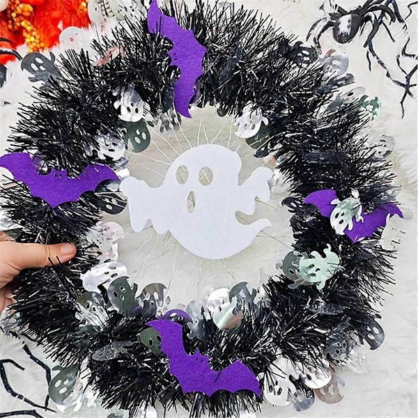 Halloweenkransar för ytterdörr Spindel Slott Spöke Halloween Ytterdörr Krans Gotisk Läskig Girlang Halloween A