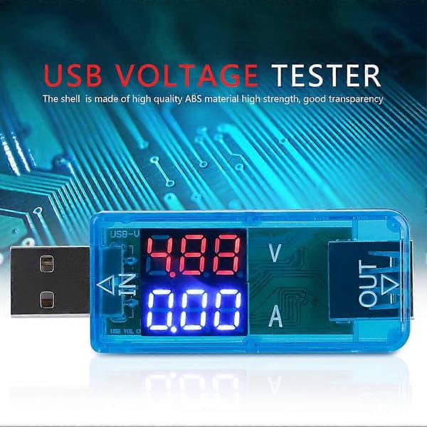 USB Farge LCD Voltmeter Amperemeter Strømmåler Multimeter Lader USB Tester (Blå)