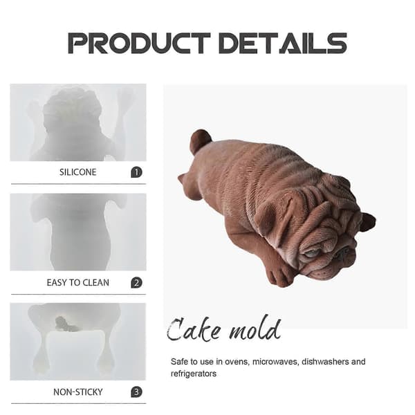 3D Shar Pei Silikon Fondantform Mops Sjokolademousse Kakeform Polymerleireform