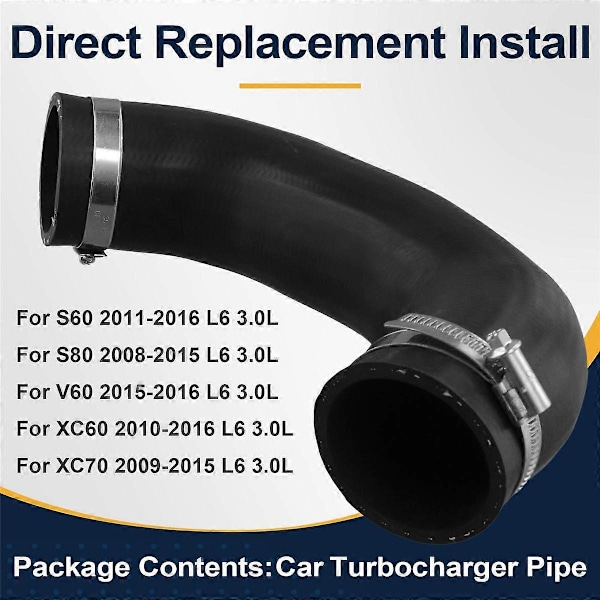 Bil Intercooler Slange Rør Turbolader Rør 30636611 til XC60 2015-2016 XC70 S60 S80