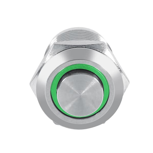12mm Vattentät Metall Momentan Tryckknapp Hög Flush 4 Pin Grön LED 3V