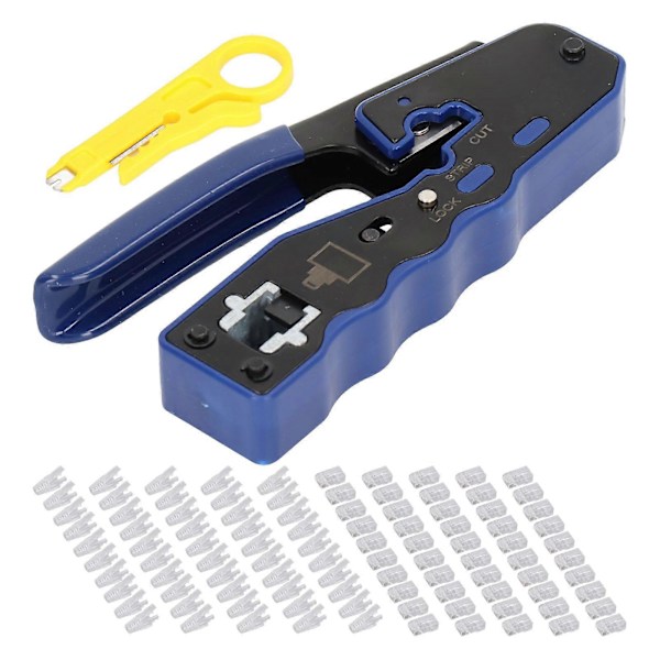RJ45 Krimpverktøysett Wire Crimper Kabelstripper med 50 stk RJ-kontaktsett for nettverk
