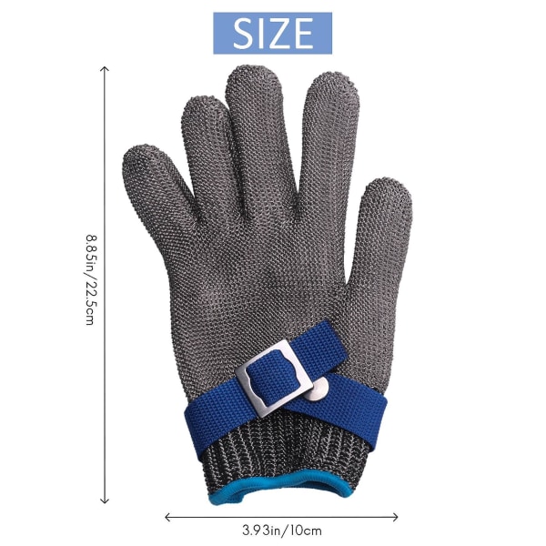 Blå Säkerhet Skärsäker stickbeständig Rostfritt stål Mesh Butcher Glove Högpresterande nivå 5 Skyddsstorlek S