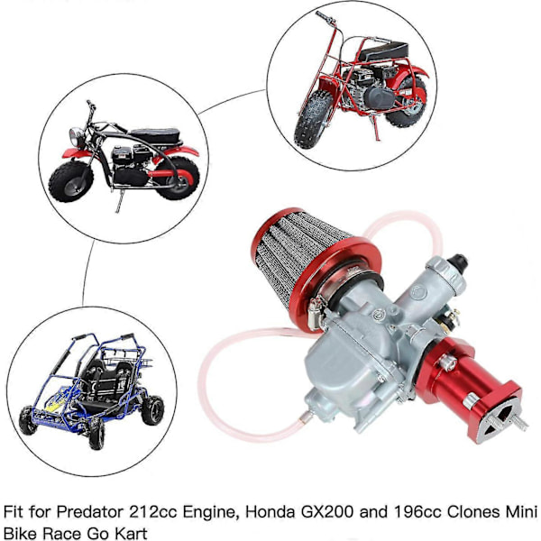Performance Vm22 26mm Förgasare Carb För Predator 212cc 196cc Coleman Ct200u Bt200x Mini Bike Kt196 Go Kart Gx160 Gx200 6.5hp Klonmotor Med 38mm A-Red