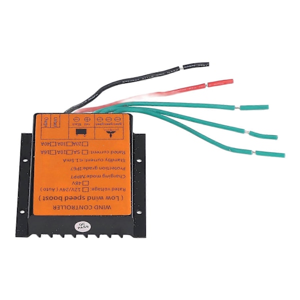 Vindladningsregulator 48V 600W MPPT Lavspændingsopladning IP67 Beskyttelse Step Up Vindenergi Regulatorer 40A