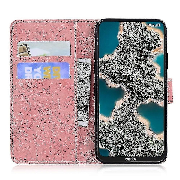 Fodral för Nokia X10/ X20 Fjäril Skydd Premium Läder Magnetisk - Rosa Pink